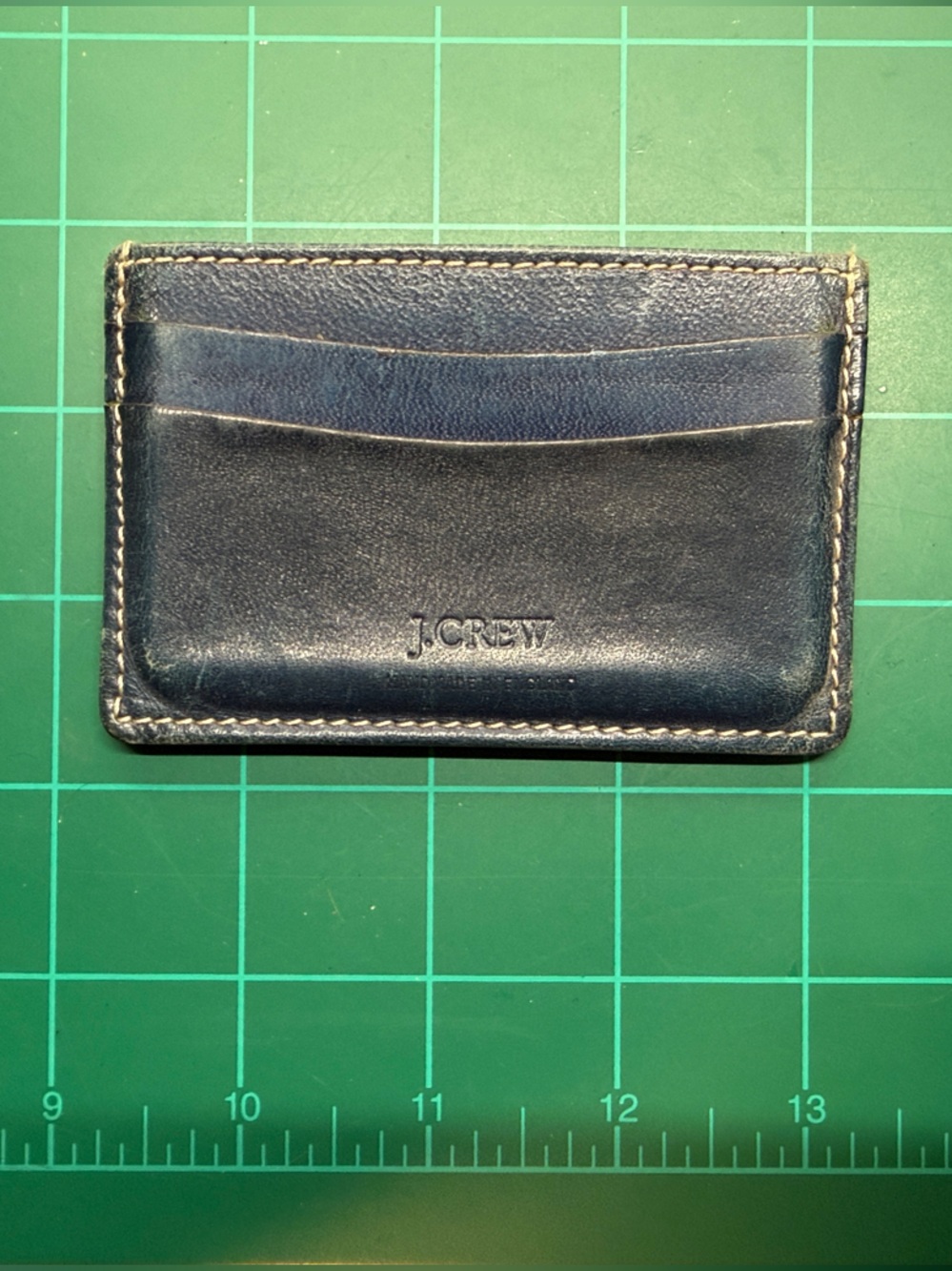 J. Crew Dark Blue Leather Slim Card Wallet